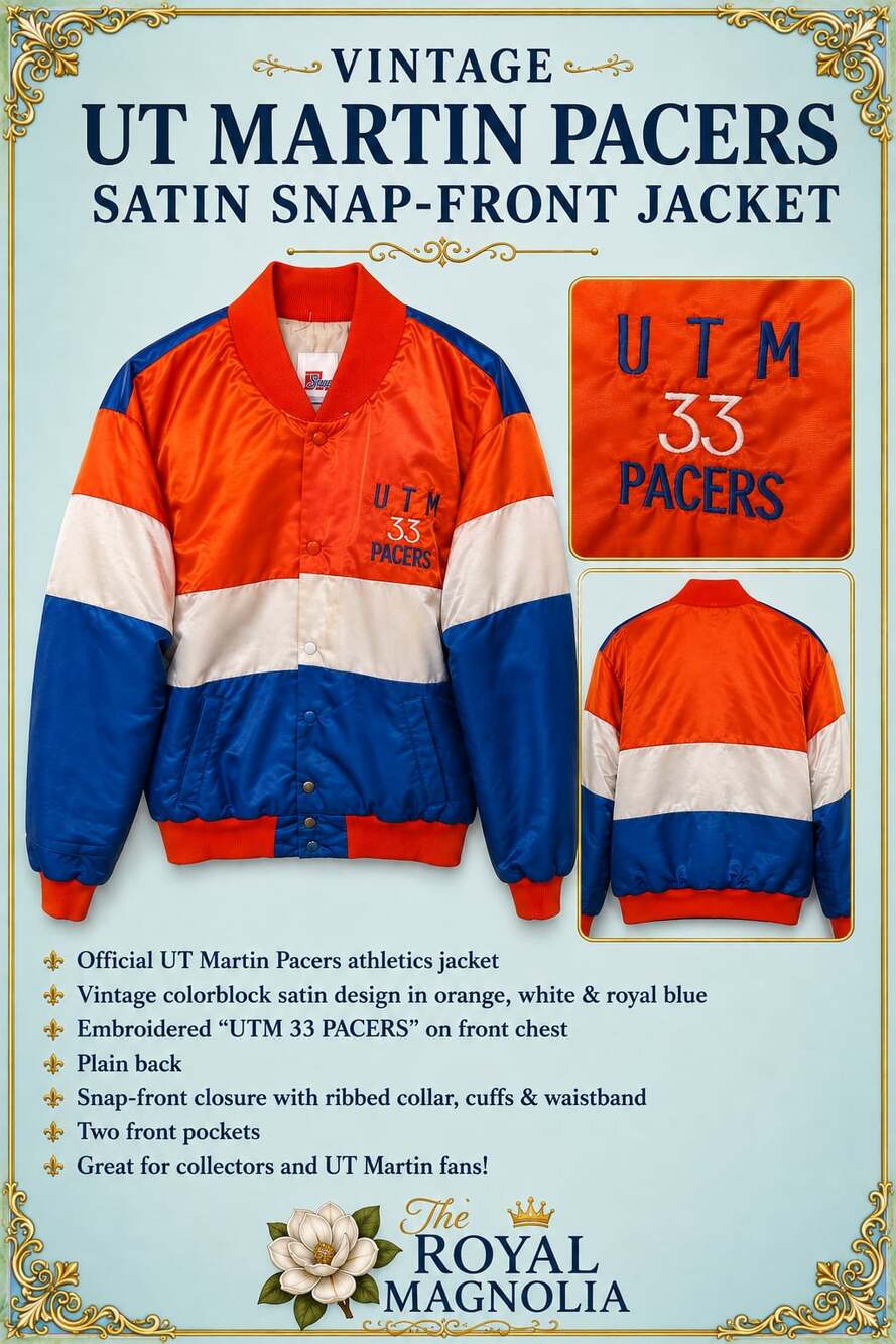 Vintage UT Martin Pacers Speedline Athletic Wear Satin Snap-Front Jacket Size La